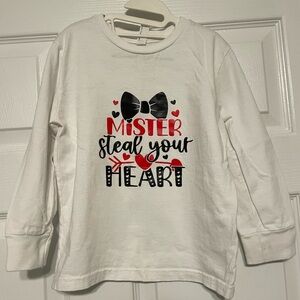 Kids White Long-Sleeve Tee - "Mister Steal Your Heart" Valentine’s Day